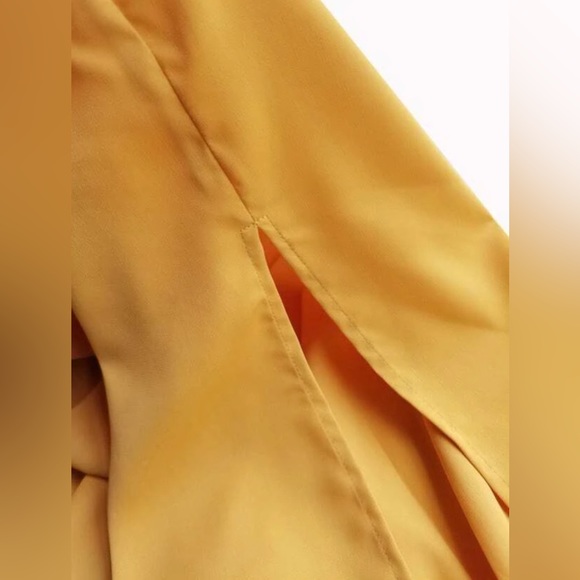 NWOT Yellow Twist Shoulder Belted Sexy Split Thigh Joyfunear Dress XL - Picture 9 of 14